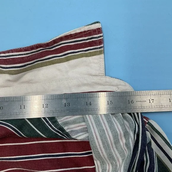 Vintage Mic Stripe Button Short Sleeve Cotton Casual Shirt Chest Pocket Oman M - Picture 3 of 9